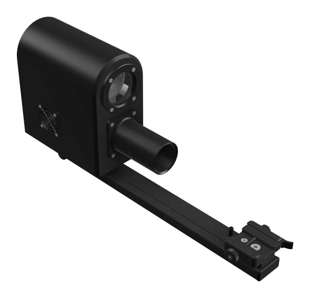 Rendu 3D du RAPACE 70 sur sa tige de fixation